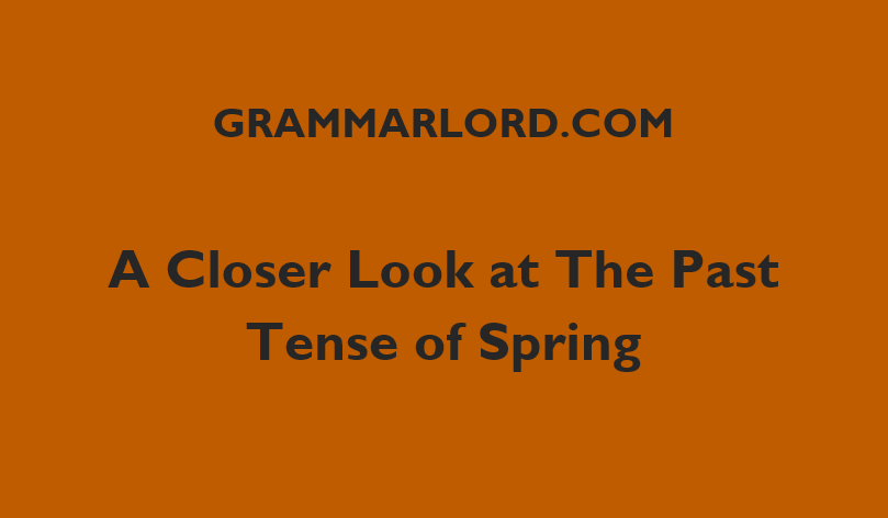 A Closer Look at The Past Tense of Spring"