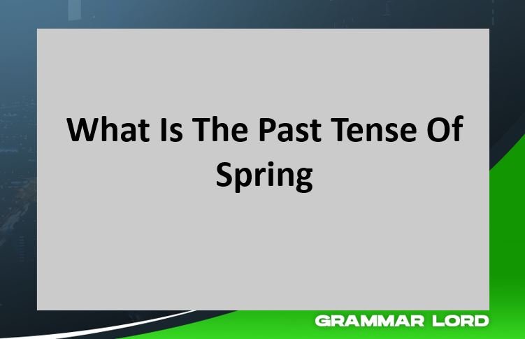 What Is The Past Tense Of Spring